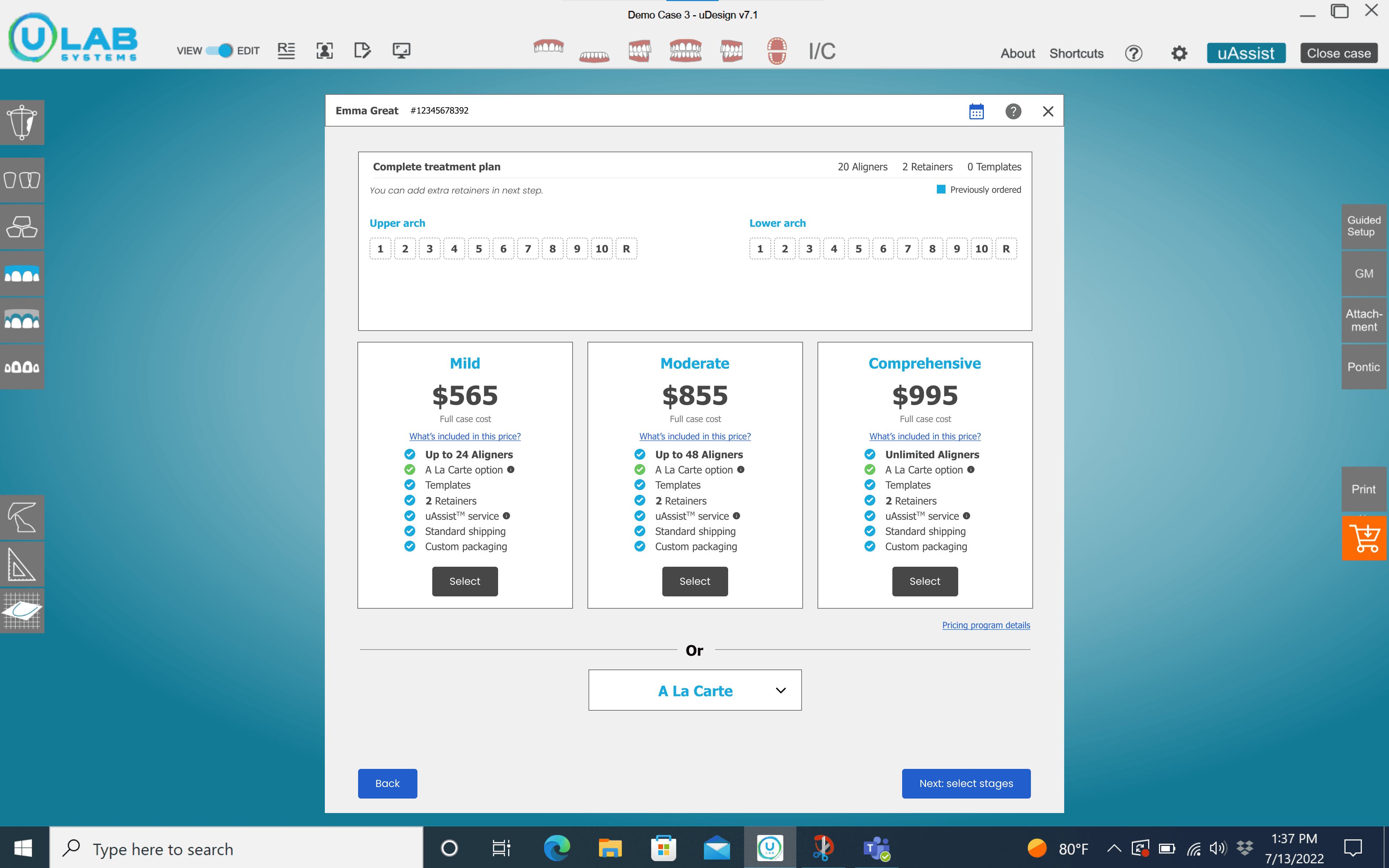 Desktop checkout screen for comparing and selecting a bundle
