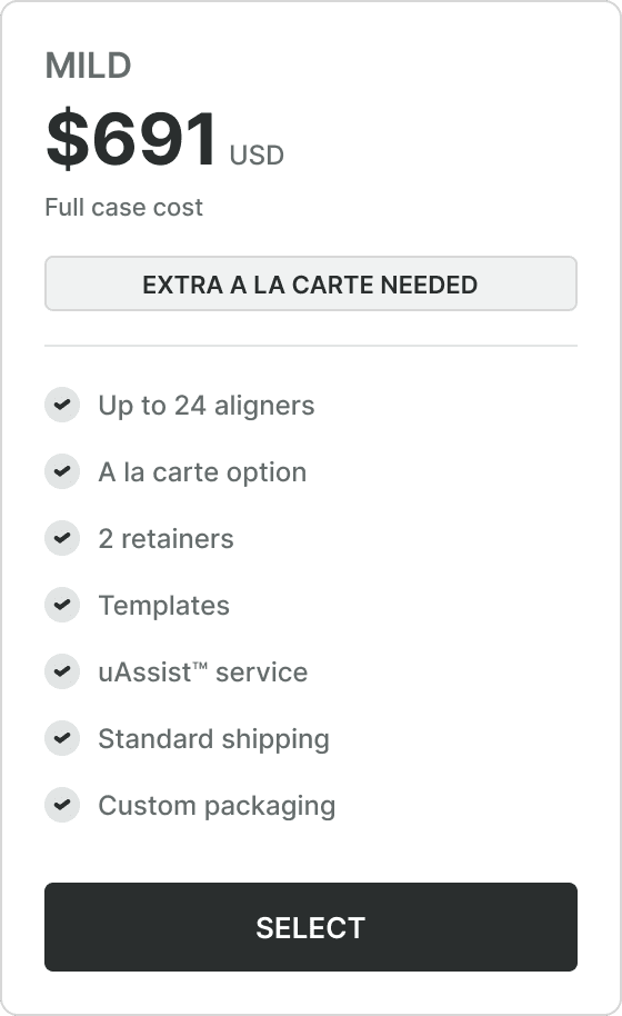 First overflow design showing the full-case cost as the primary price