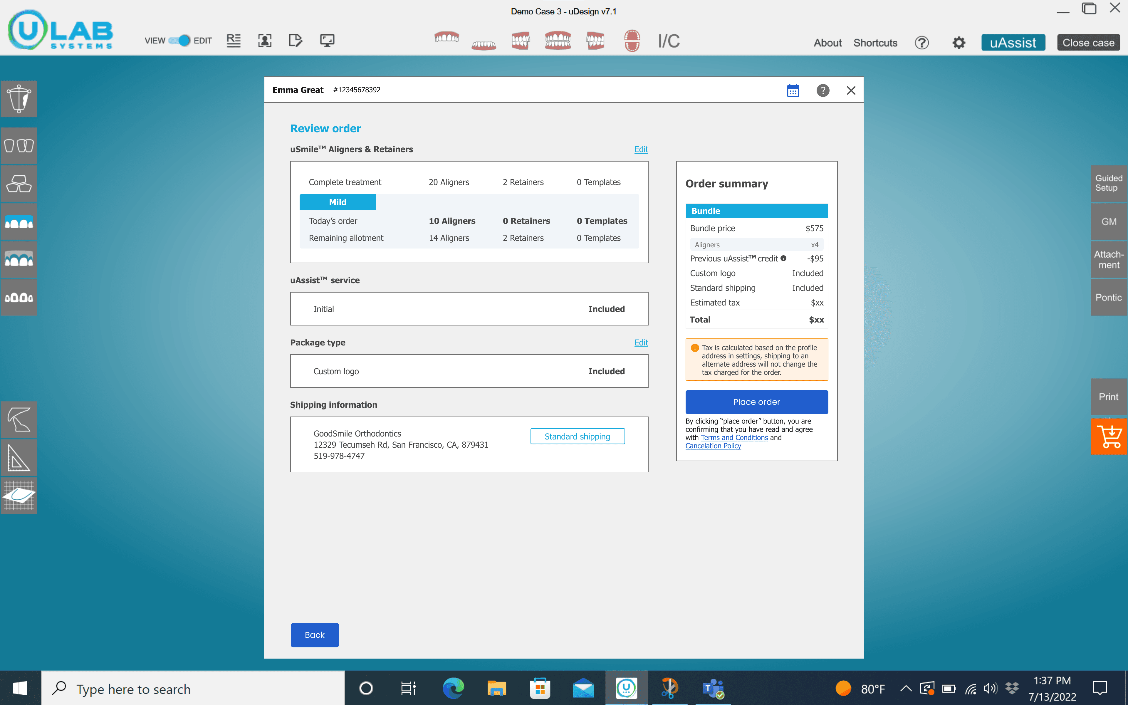 Desktop checkout summary showing the selected bundle and final order details